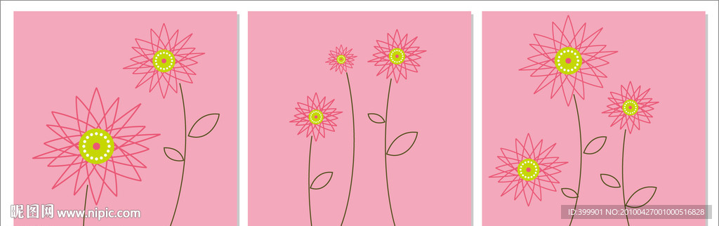 矢量无框画（3朵花）