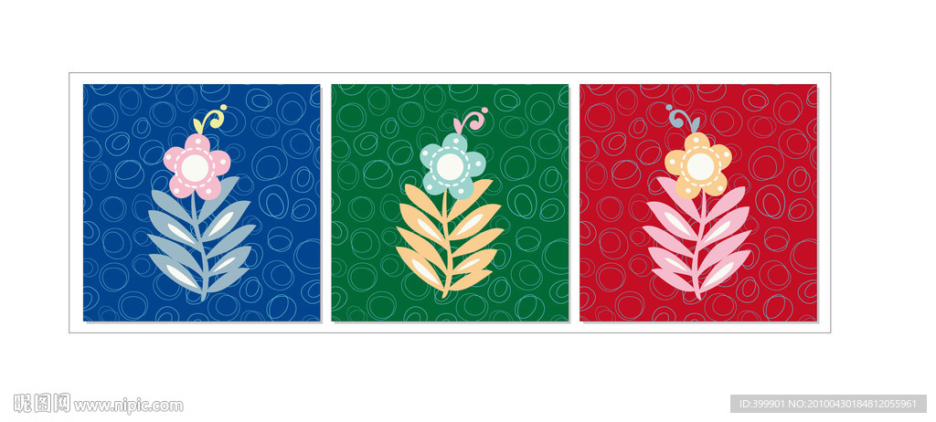 矢量无框画（3朵花）