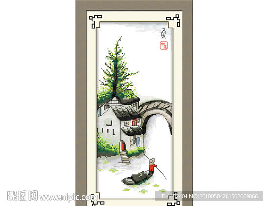 十字绣源文件江南四季（内含春夏秋冬四季压缩包）