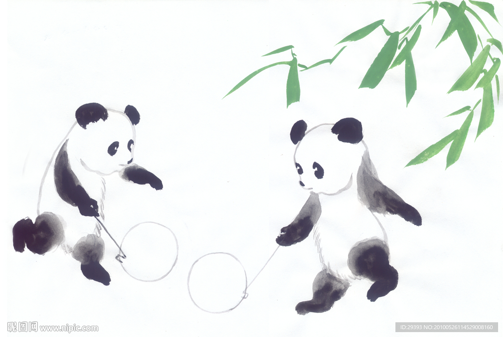 熊猫玩铁环