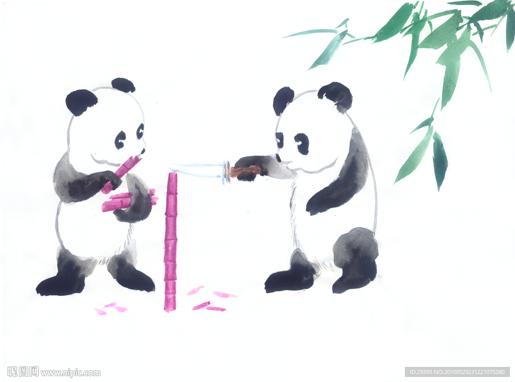 熊猫砍甘蔗