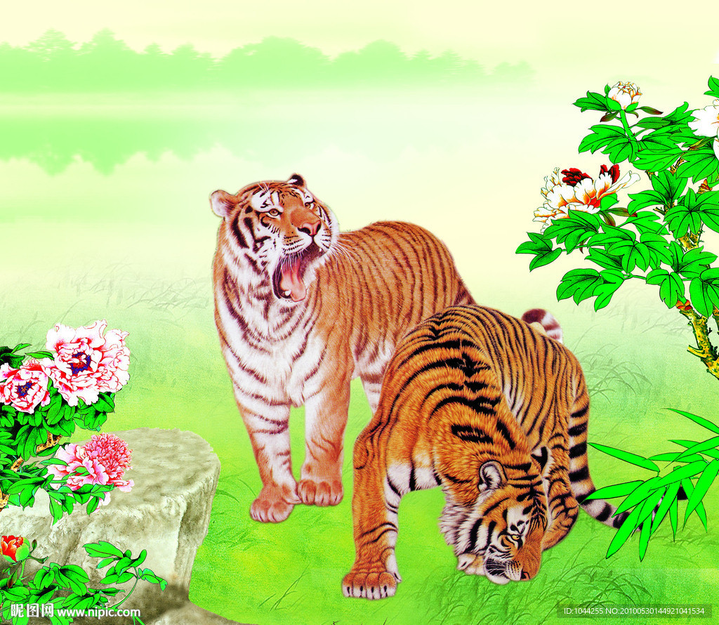 工笔画 虎