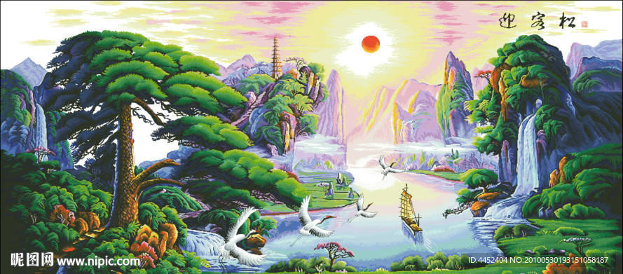 十字绣源文件 迎客松 图纸