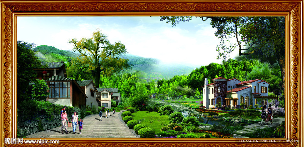 自然风景 乡村风景 山水风景 别墅风景