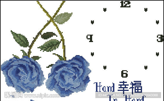 十字绣源文件 缠绵钟面 图纸