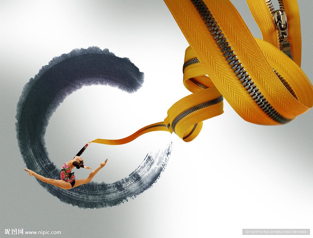 拉链拉锁体育运动水墨海报