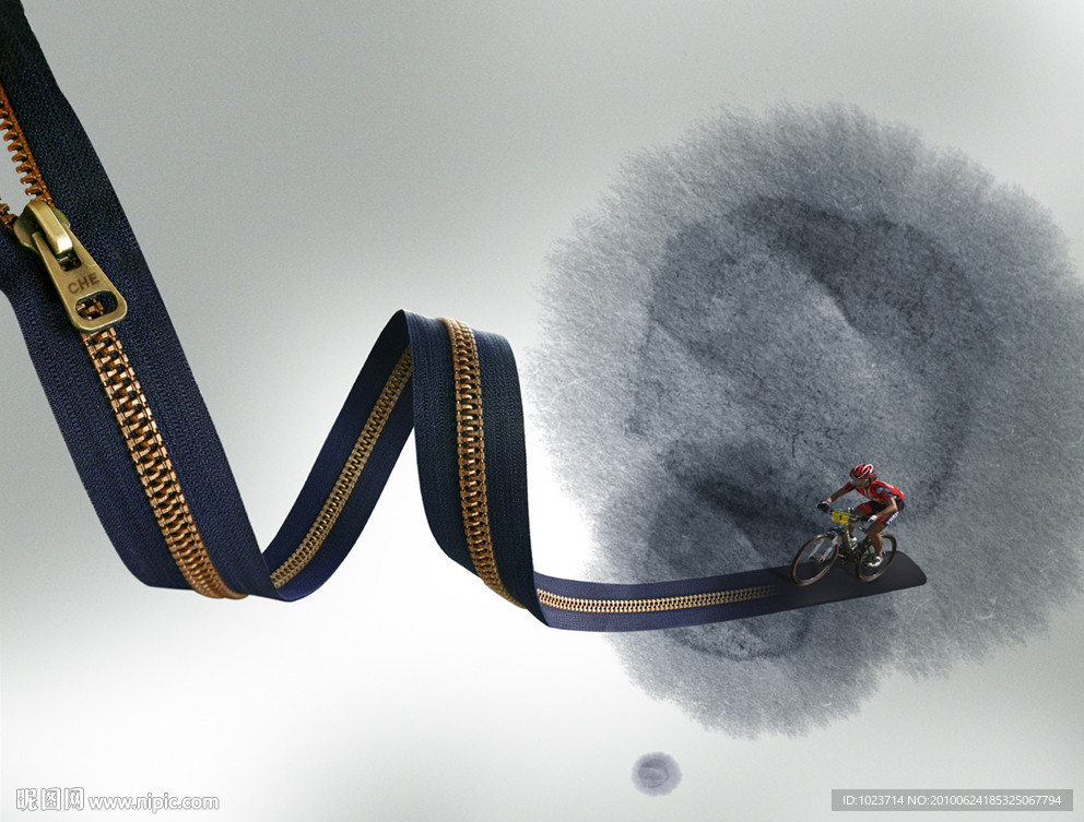 拉链拉锁体育运动水墨海报
