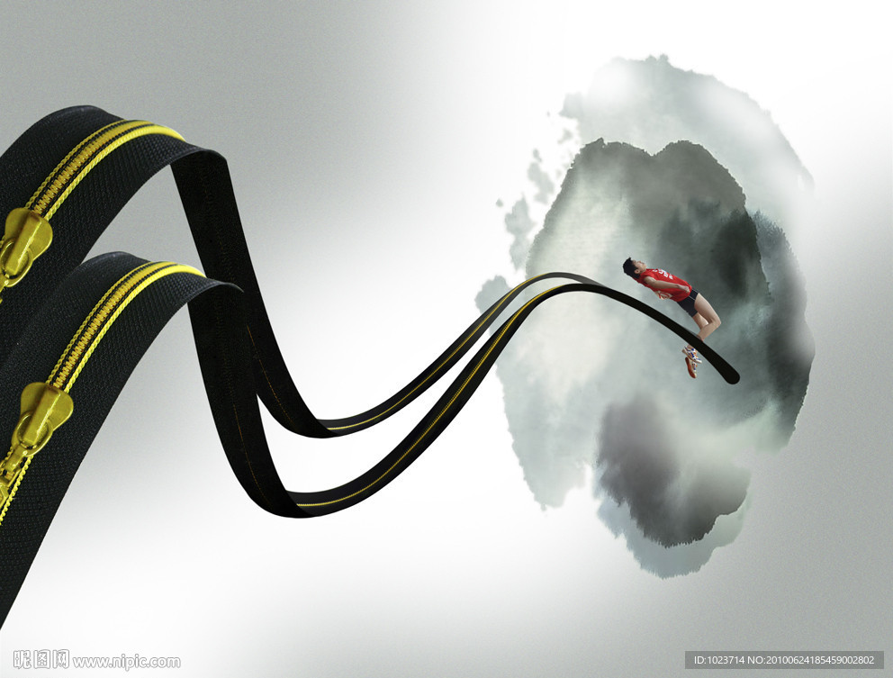 拉链拉锁体育运动水墨海报