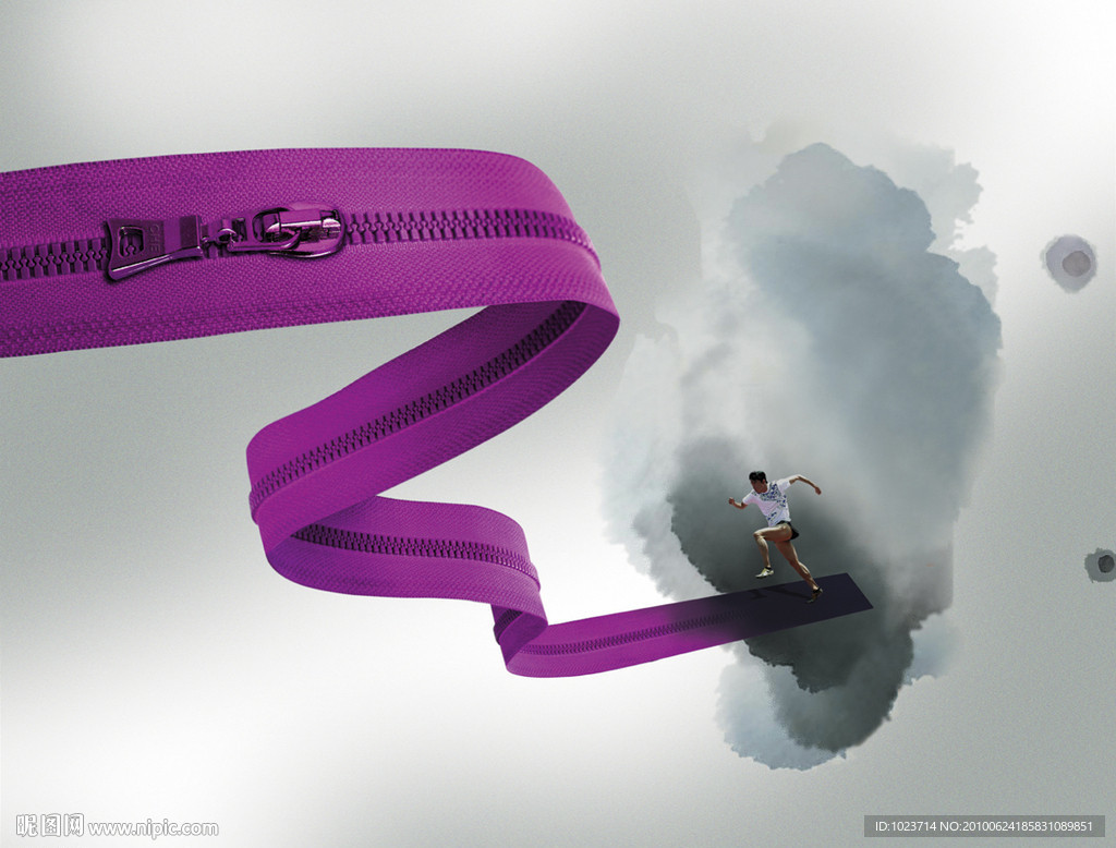 拉链拉锁体育运动水墨海报