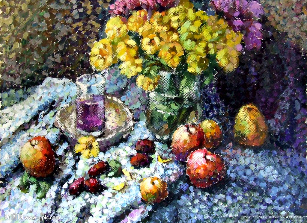 点彩水粉画