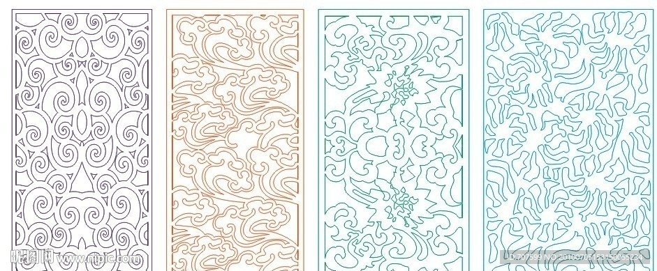 镂空雕刻屏风矢量图