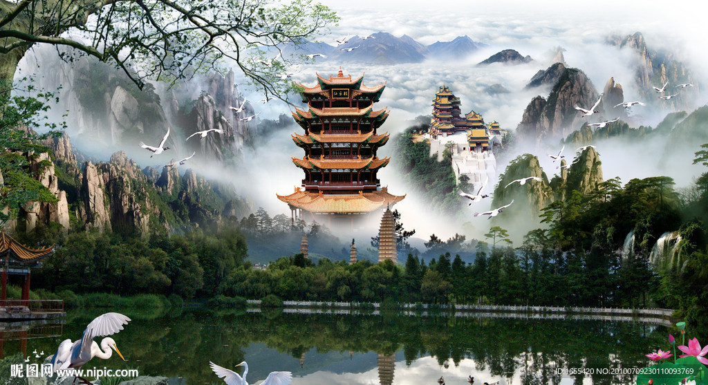 山水风景 自然风景 挂画 中堂画图片