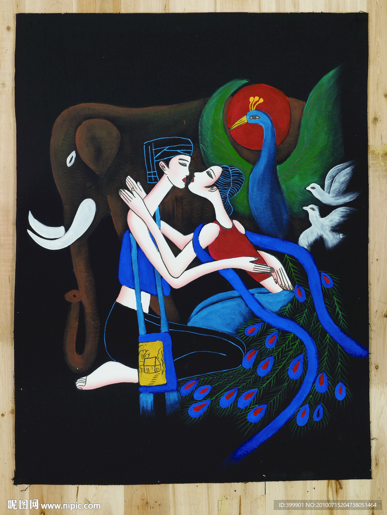 少数民族人物油画扫描