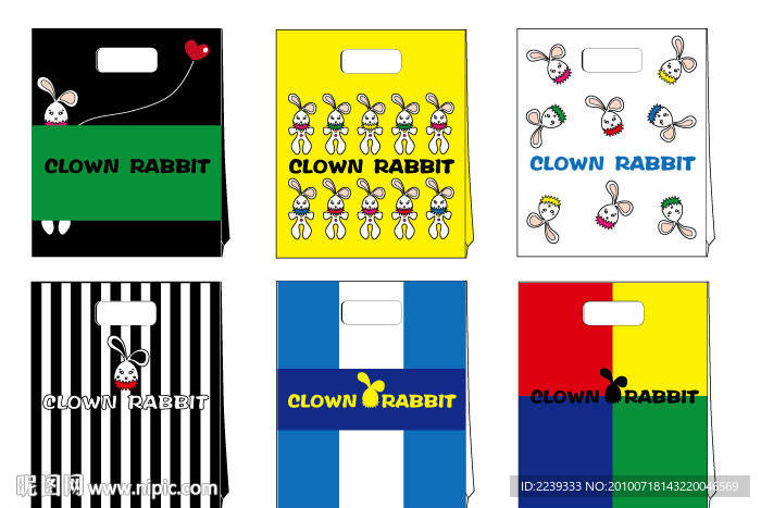 clown rabbit 克朗兔印花纸袋