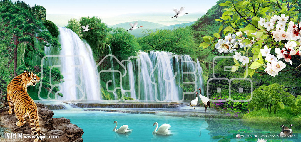 山水风景画PSD模板