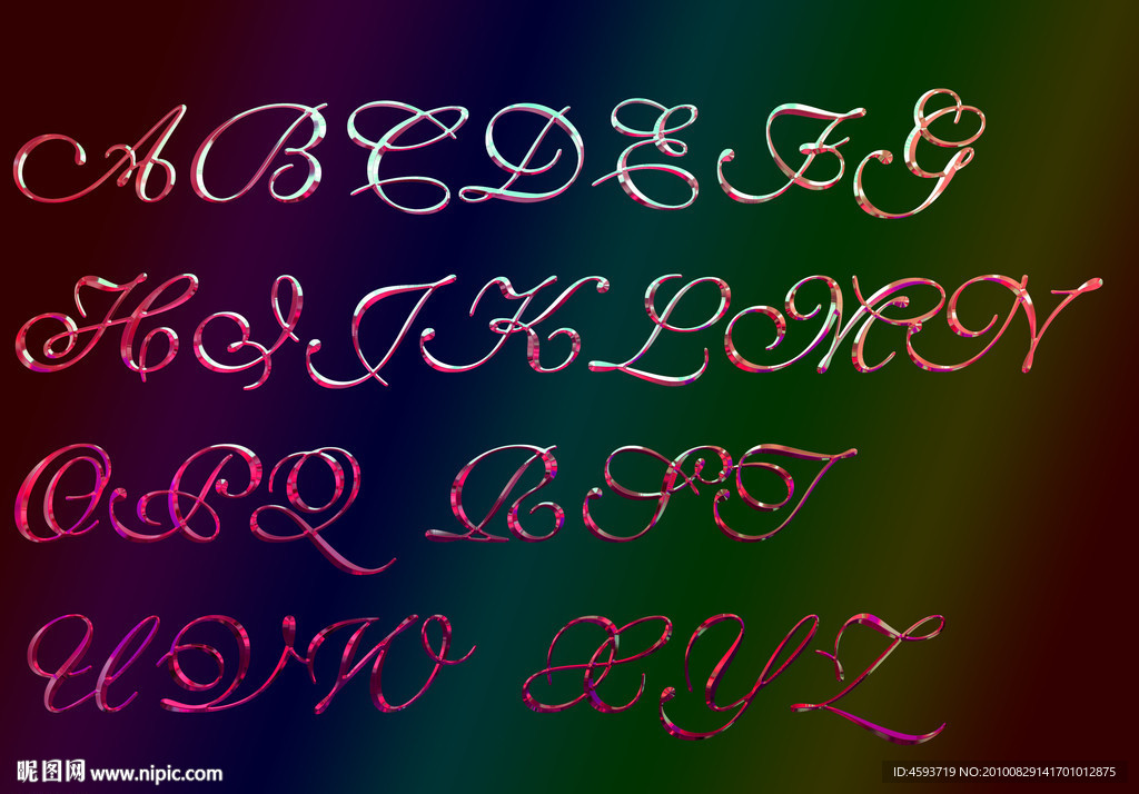 金字 黄金字 七彩字母 26个字母