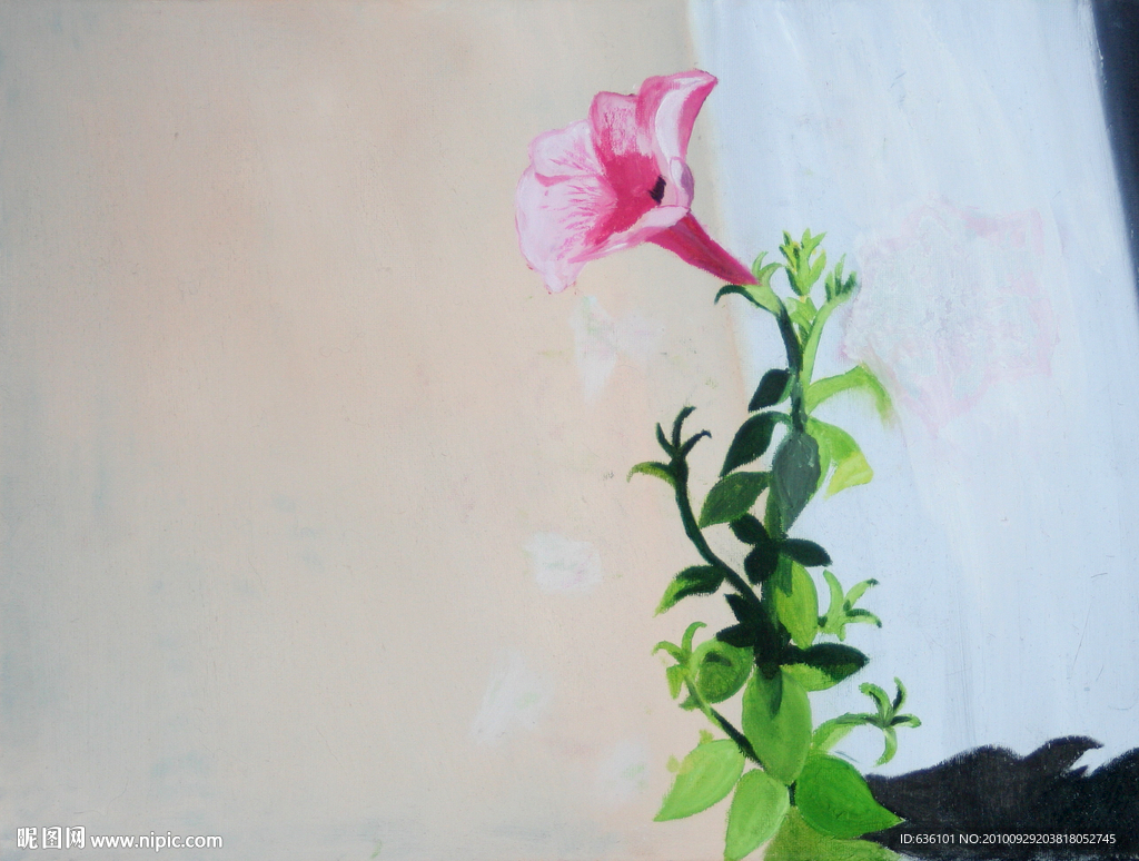 花卉油画 喇叭花油画