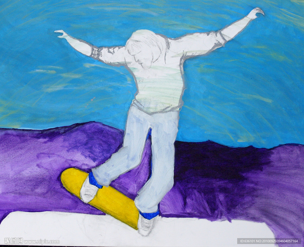 运动油画 体育油画 滑板油画