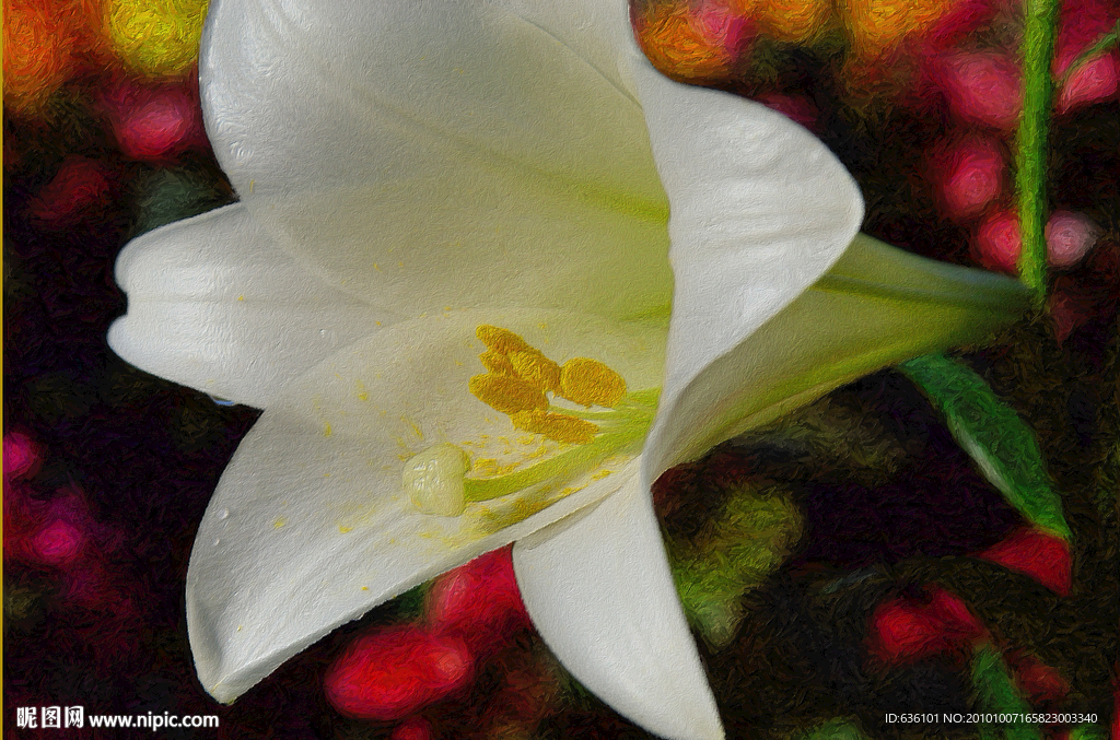 花卉油画 花油画 百合花油画