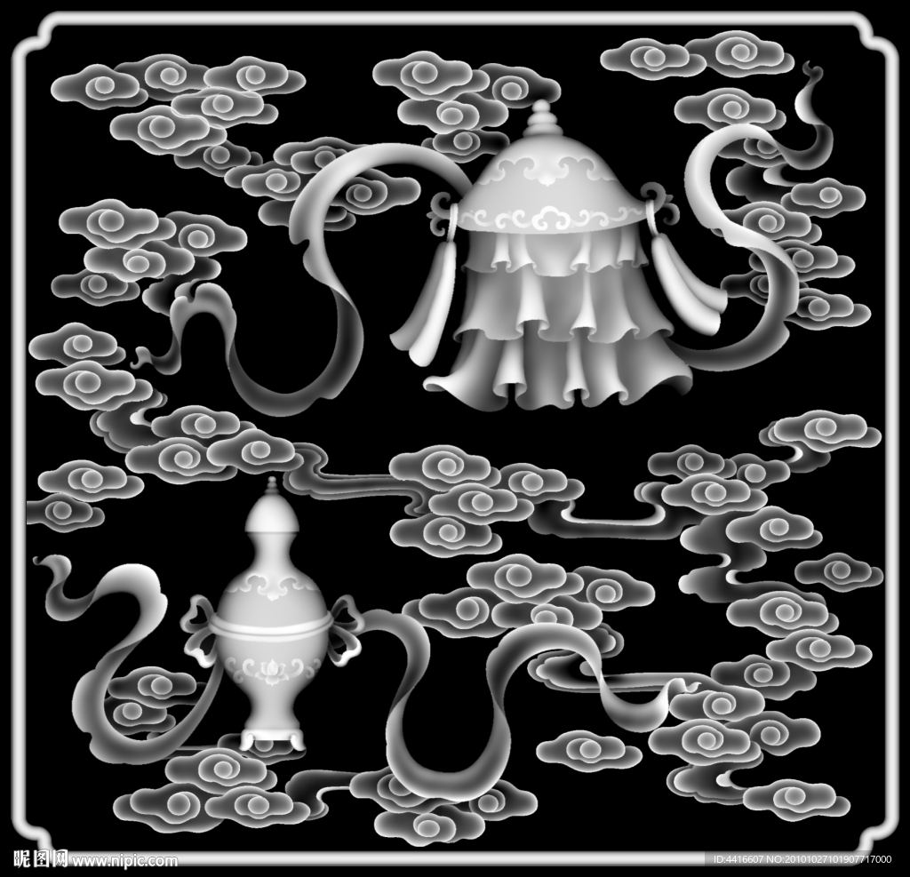 古典浮雕祥云吉祥图案