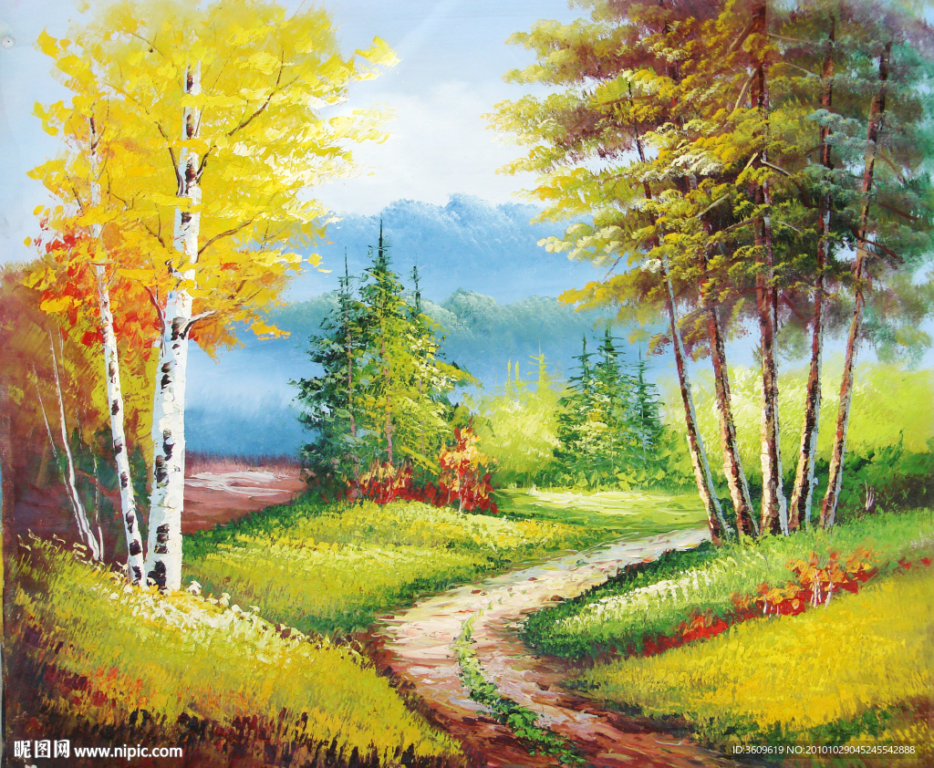 手绘古典风景油画