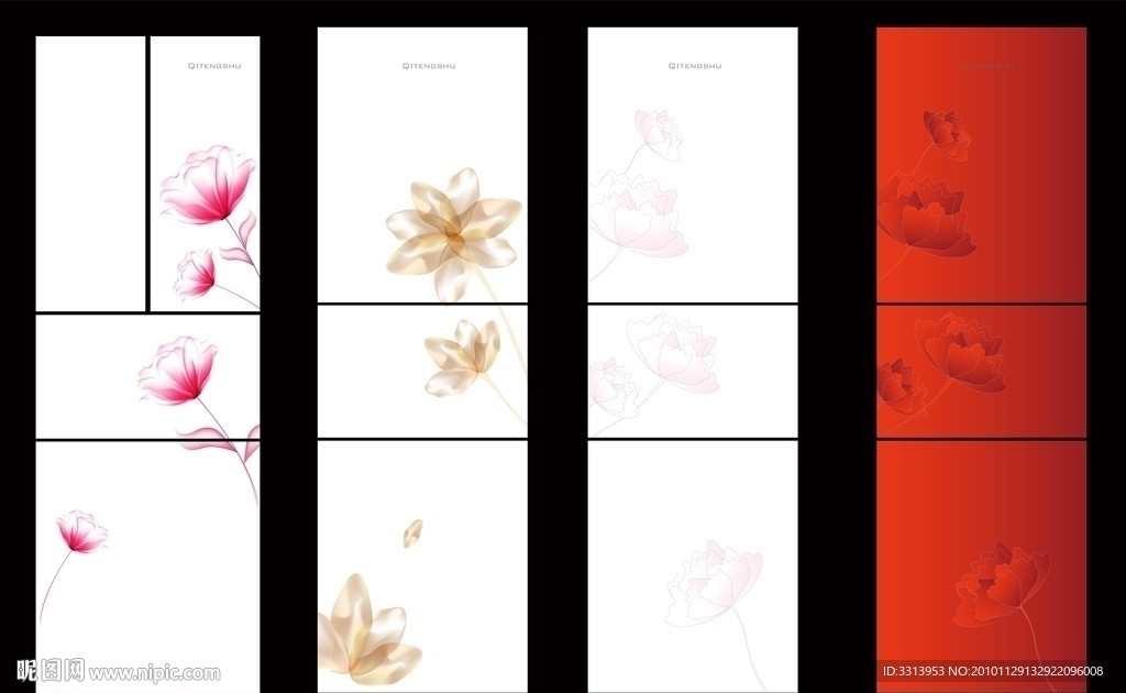 冰箱花纹花卉绘画