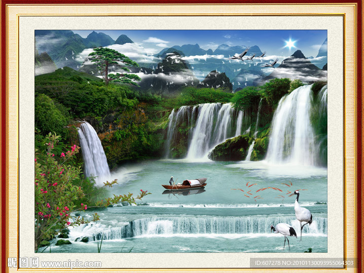 山水画 流水生财