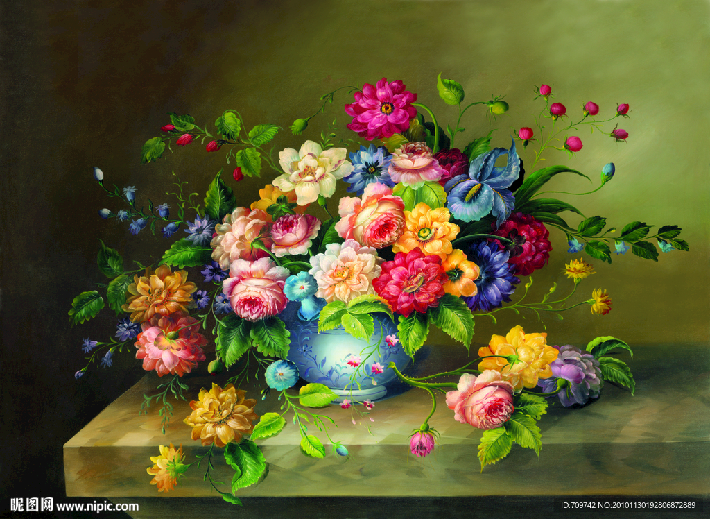 花 油画