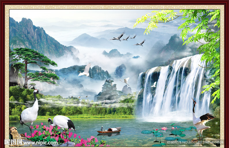 山水画 迎客松