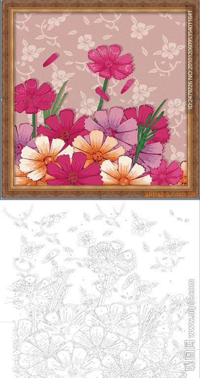 数字油画 风动花舞22色 40X40CM