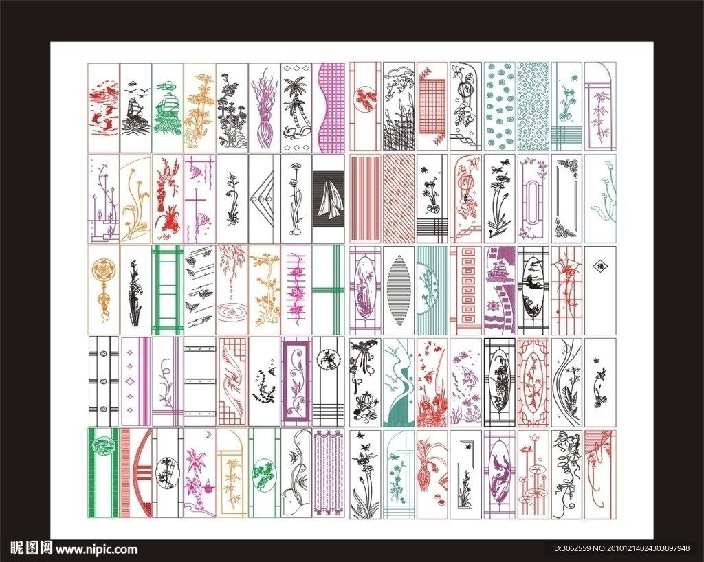 门雕刻 门雕花 白描(单线文件)