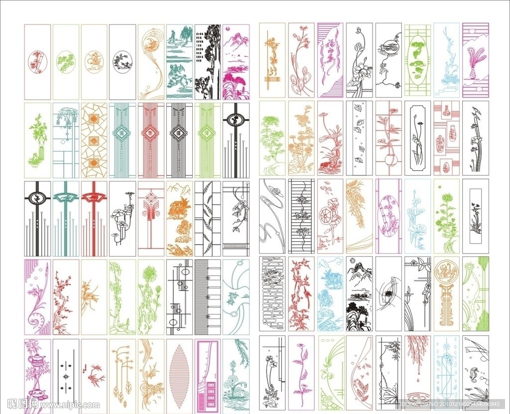 门雕刻 门雕花 白描