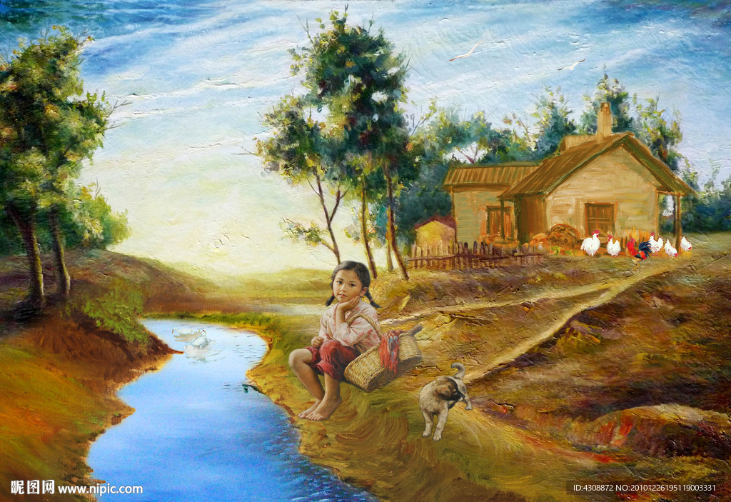 油画风景 乡村油画
