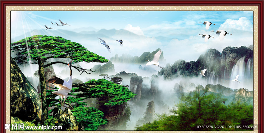 山水画 松鹤延年