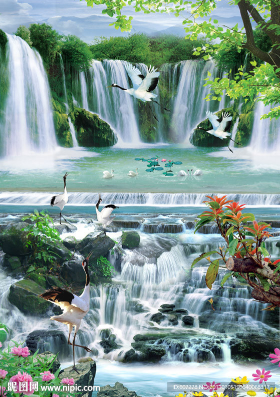 山水画 流水生财