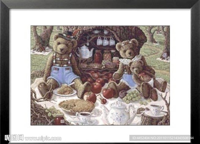十字绣源文件 野餐的小熊一家 图纸