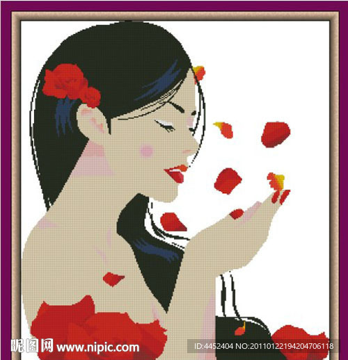 十字绣源文件 美人如花 图纸
