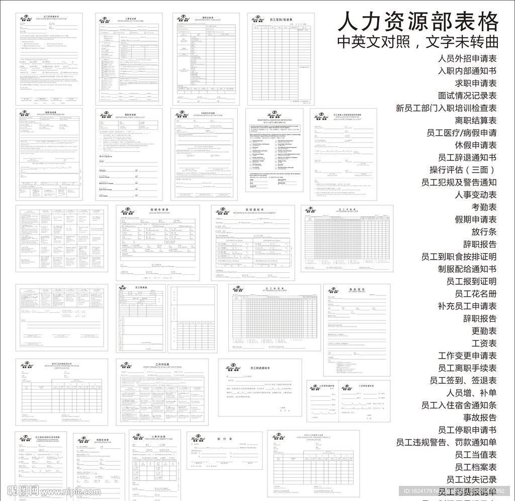 酒店人力资源部表格