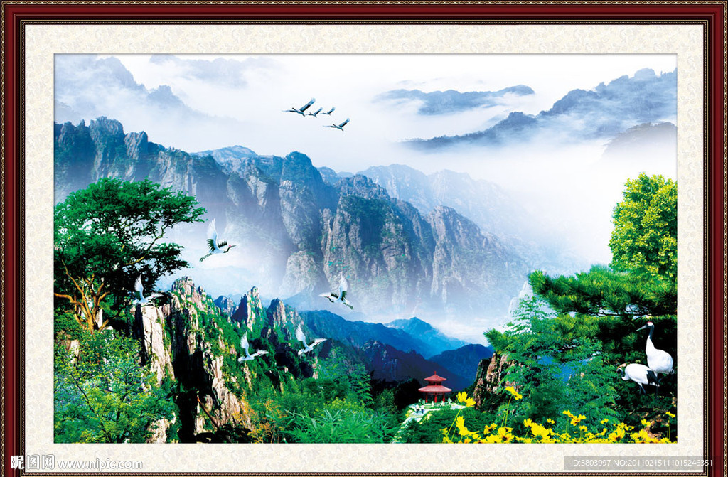 山水画 松鹤延年