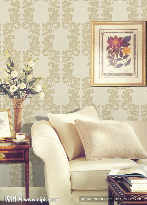 家居 墙纸效果图 墙纸 沙发 灯 家具 客厅 设计源文件