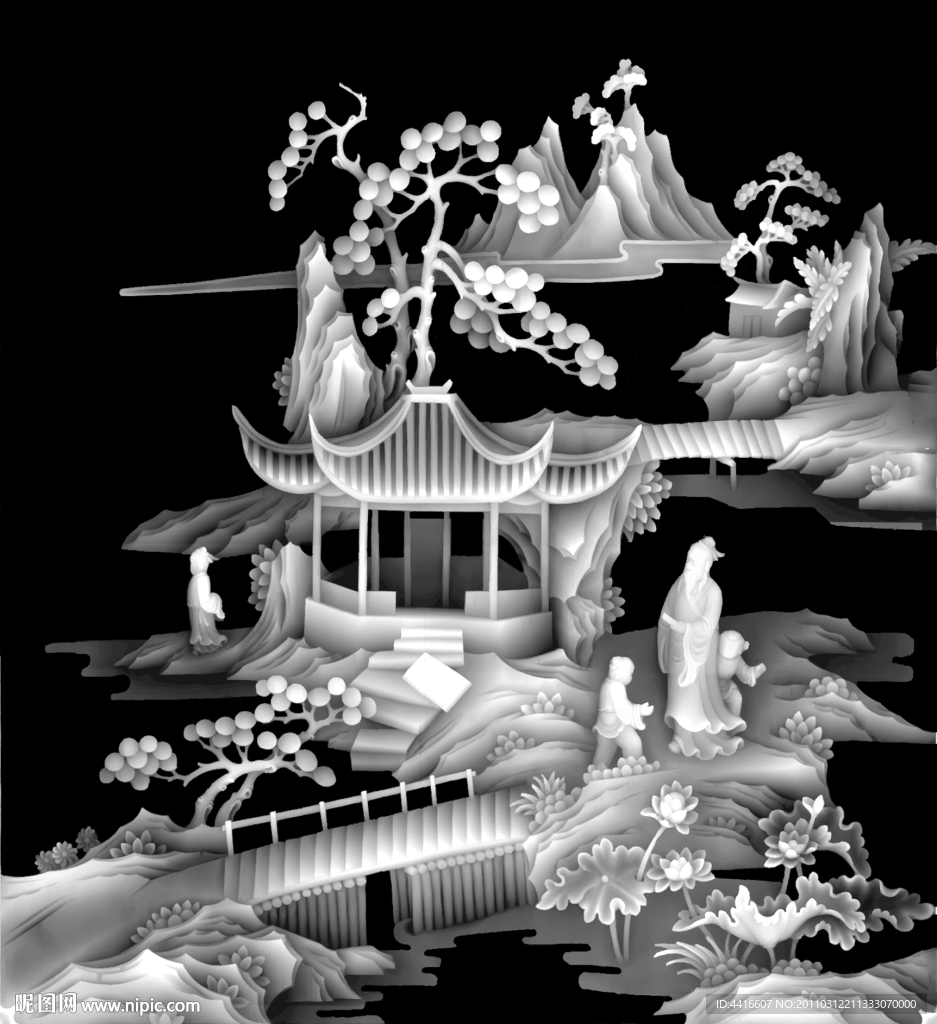 浮雕山水图