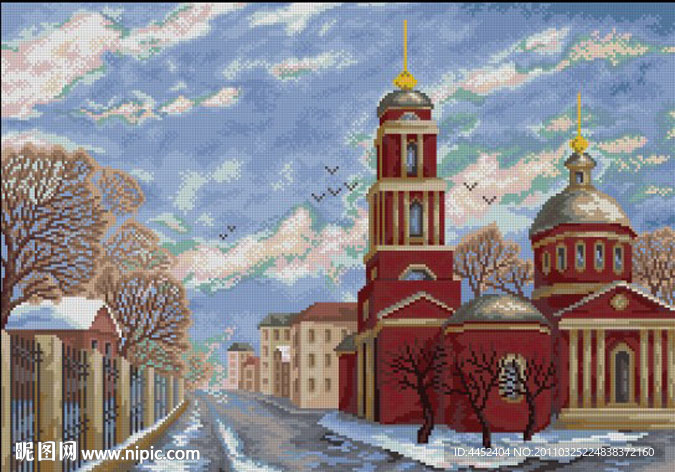 十字绣源文件 俄罗斯的冬天 图纸图片