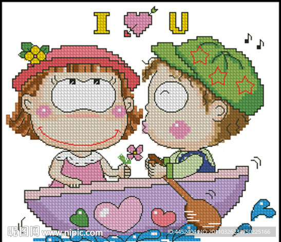 十字绣源文件 大眼情侣 图纸图片