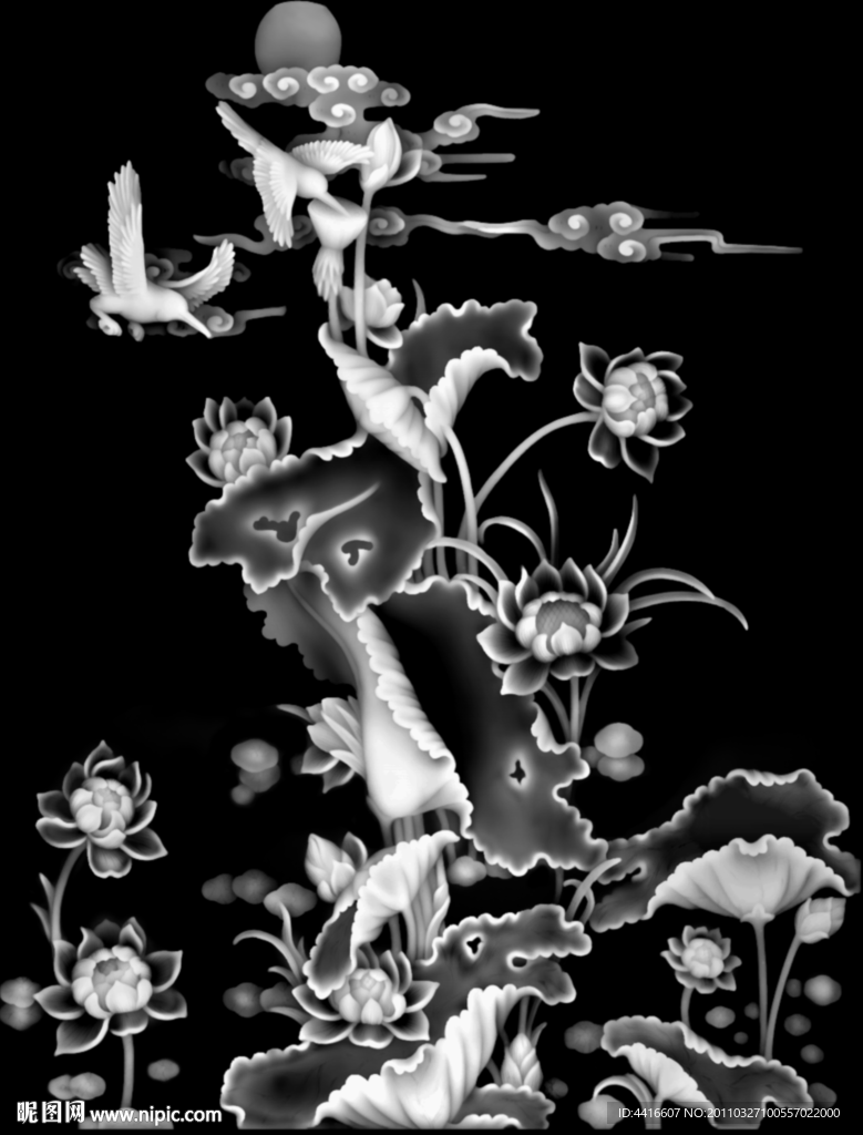 花鸟风景浮雕图