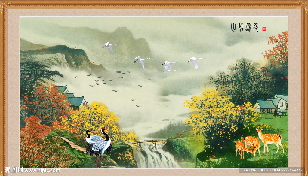 风景画 山村秋色