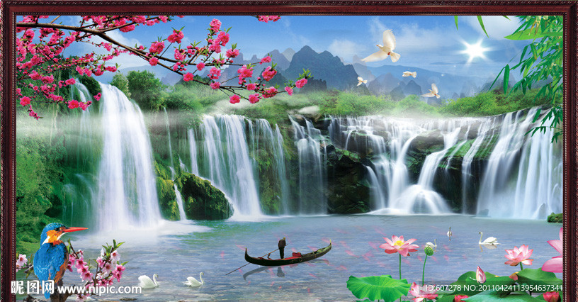 山水画 流水生财