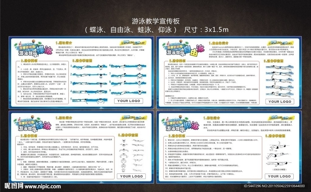 游泳教学挂图 展板