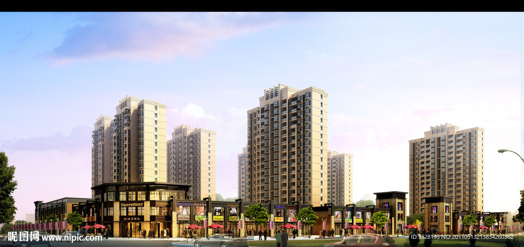 高层住宅加商业PSD分层配景