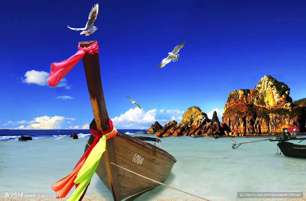 夏日海滩美景立体画序列图