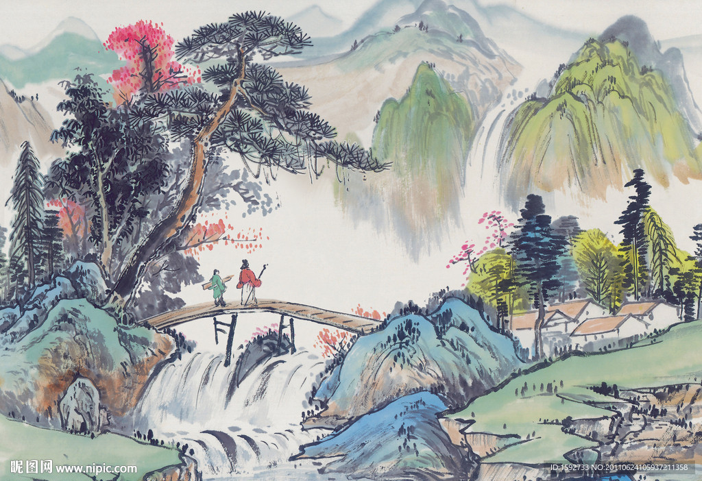 国画山水图 立体画序列图